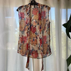 Winter Kate Silk Floral-Print Pussy-Bow Blouse